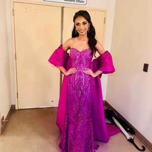 Jovani Strapless Gown, size 0, Orchid/Fuchsia